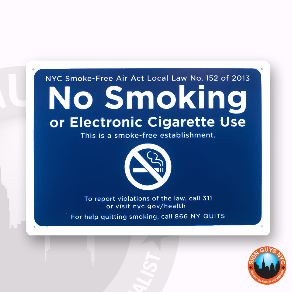 Señal de prohibido fumar o vapear/cigarrillos electrónicos – Sign Guys NYC